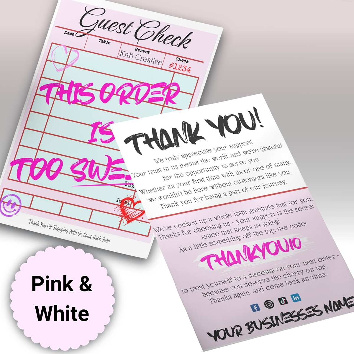 Guest Check - Thank You Cards