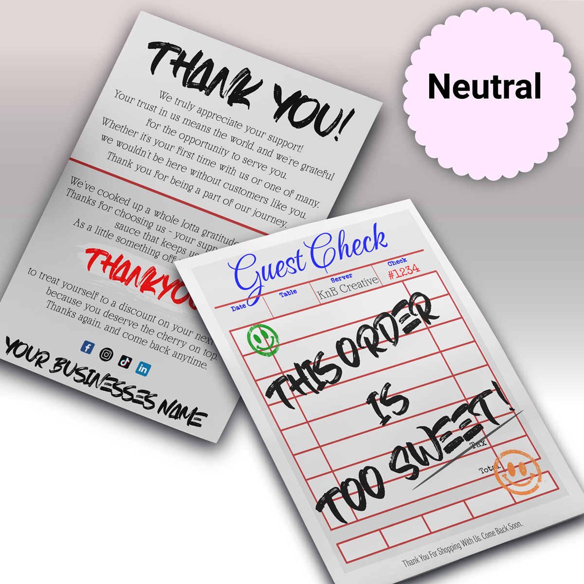 Guest Check - Thank You Cards