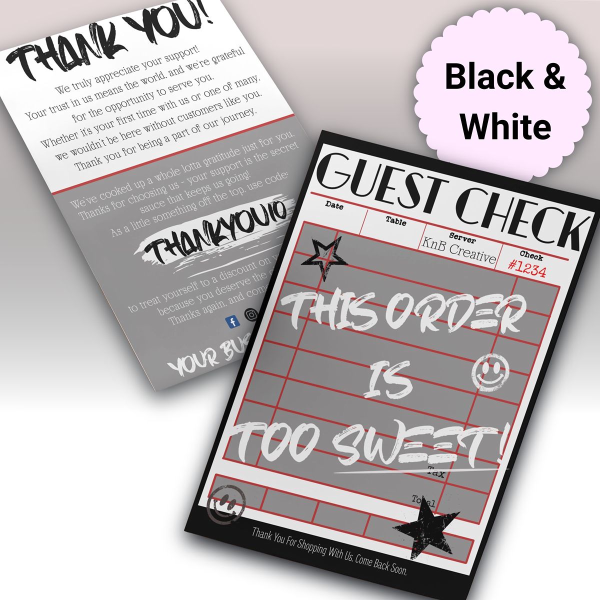Guest Check - Thank You Cards
