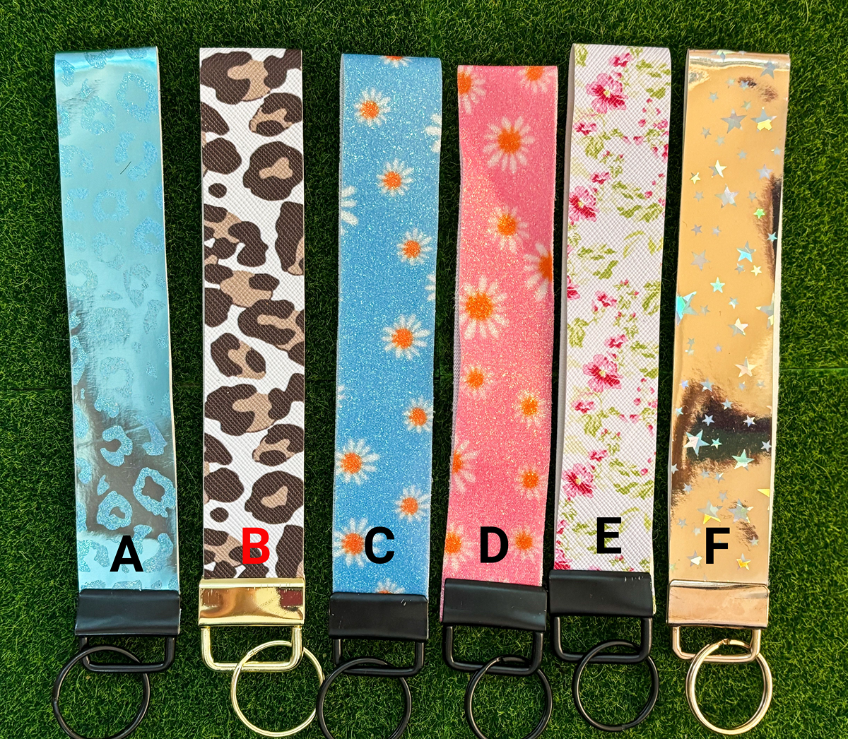 Faux Leather Wristlet Keychains