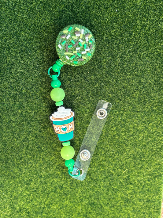 Green Coffee Badge Glitter Resin Reel