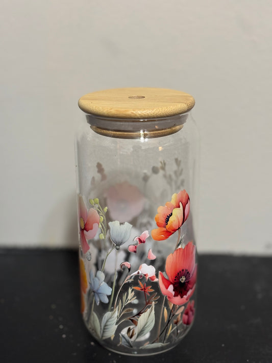 Floral Glass Tumbler