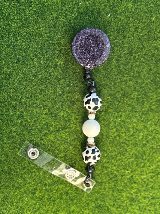 Cow Print Badge Glitter Resin Reel