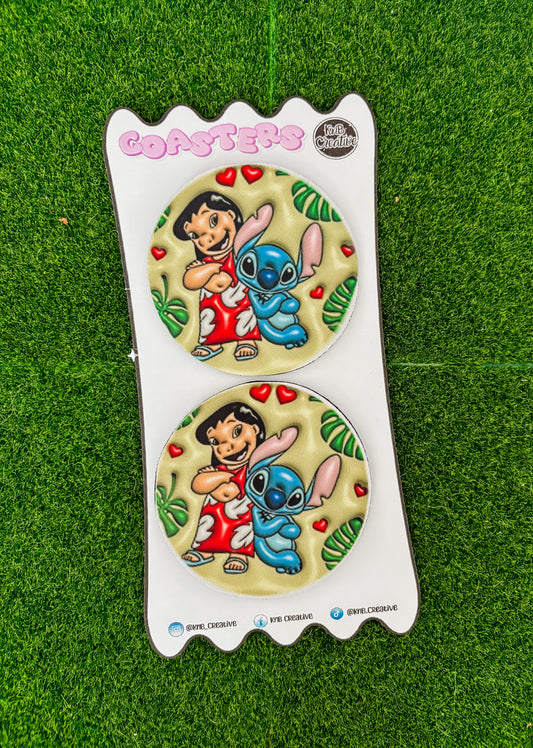 3D Puffy Hawaiian Friends Small Circle Coasters